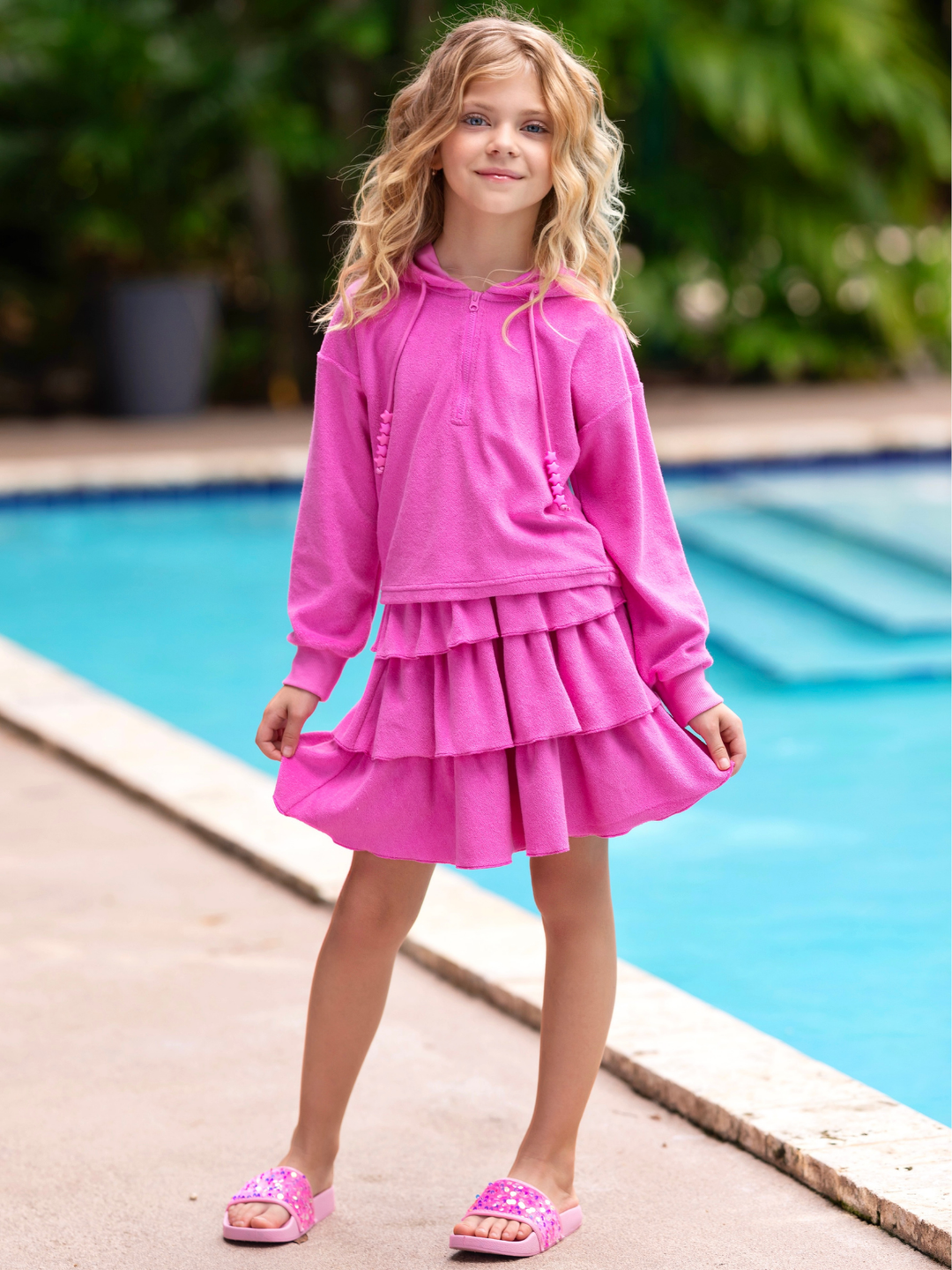 Sweet Sorbet Ruffle Terry Hoodie and Ruffle Skirt Set