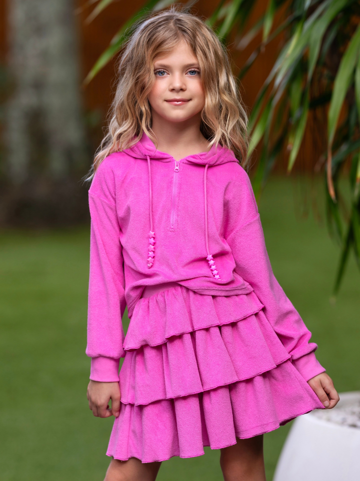 Sweet Sorbet Ruffle Terry Hoodie and Ruffle Skirt Set