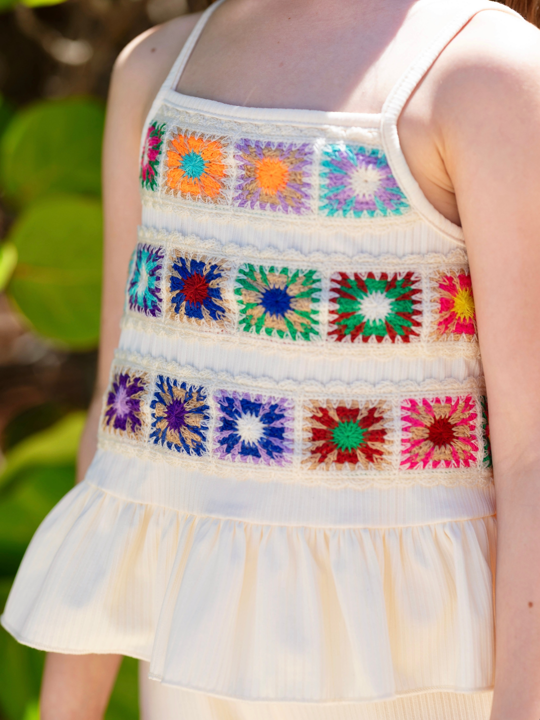 girls trendy summer clothing crochet detail short set