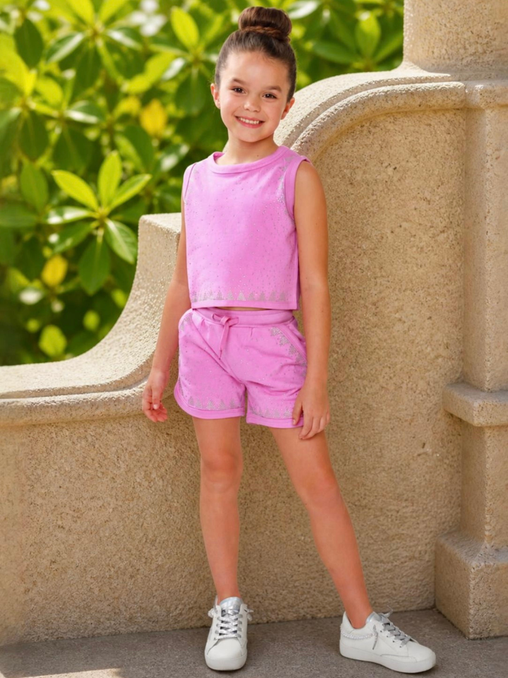 girls comfortable clothing pink short set