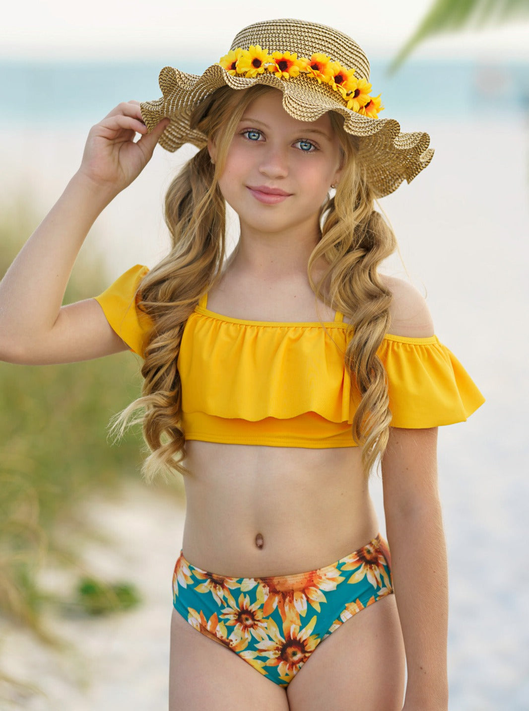 Warm Like The Sun Off The Shoulder Two Piece Swimsuit