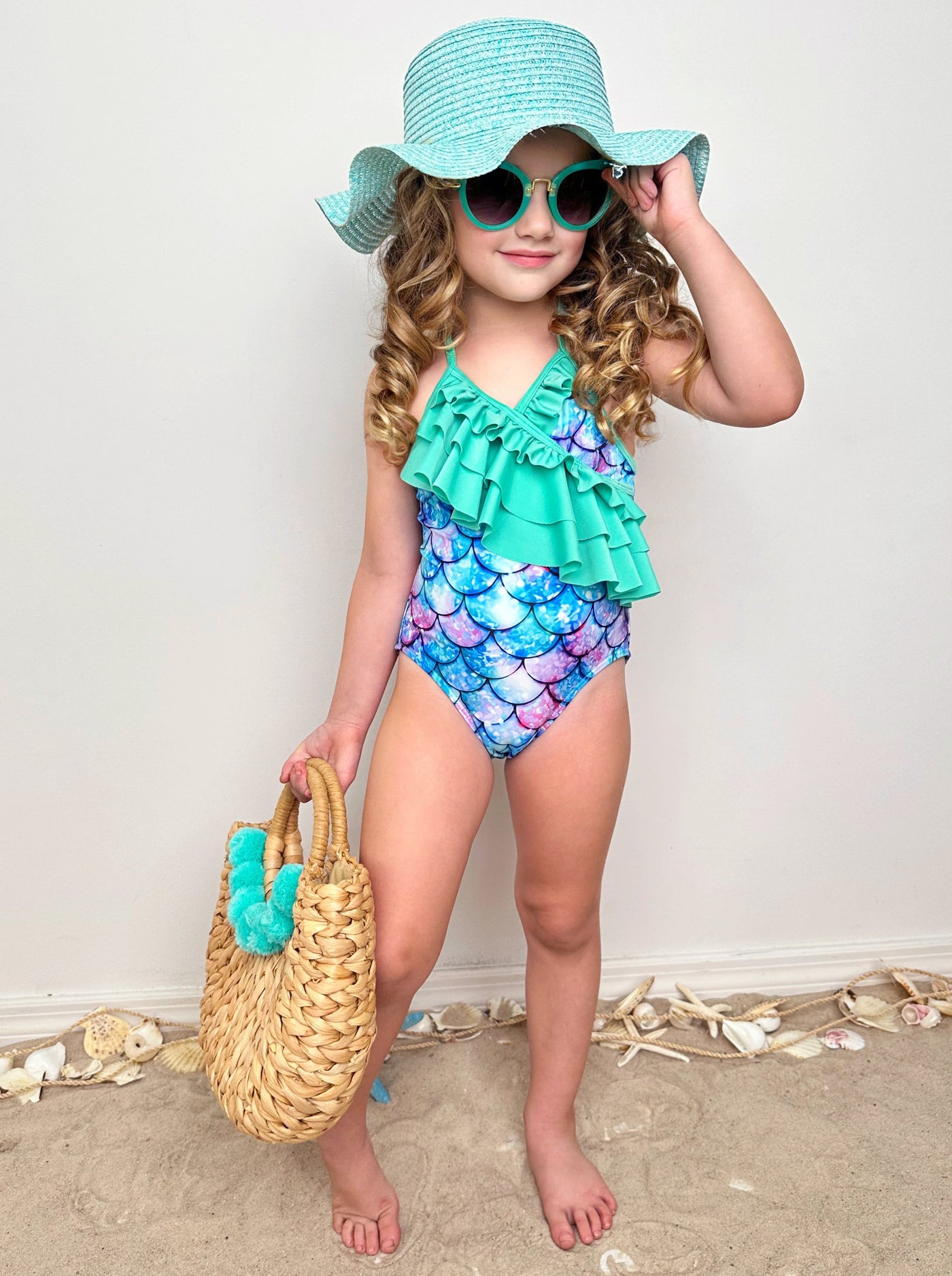 Mia Belle Girls Mermaid Print Swimsuit | Cute Toddler Swimsuits