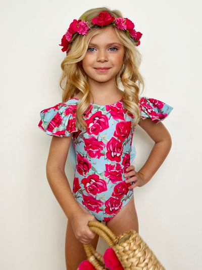 Mia Belle Girls Floral One Piece Swimsuit | Cute Toddler Swimsuits