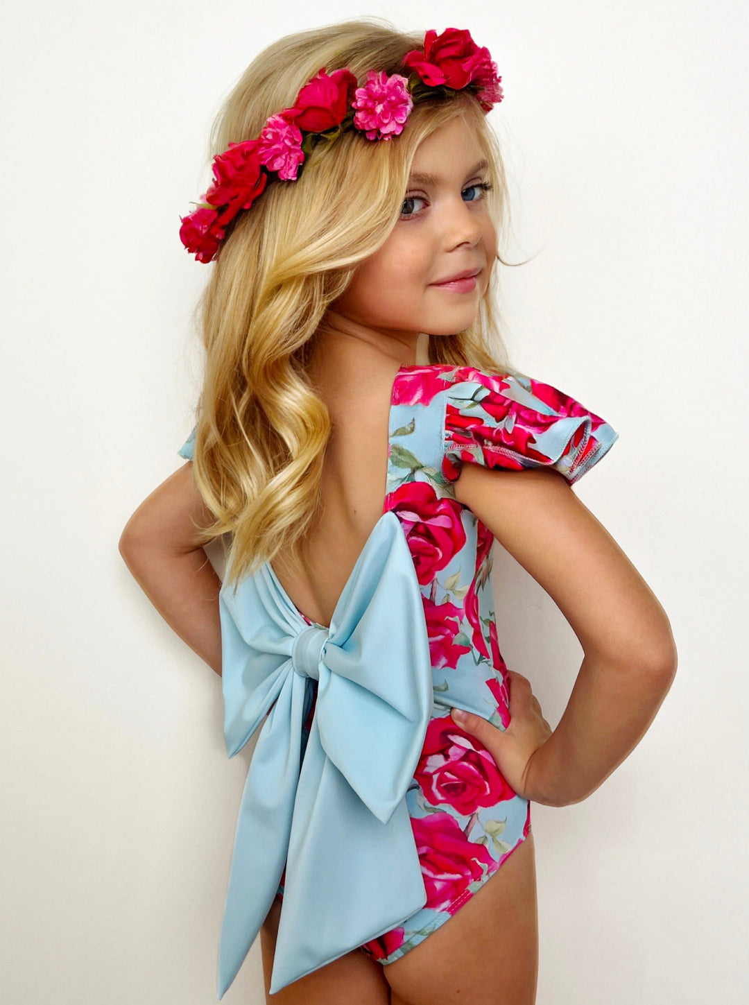 Sun-Kissed Blooms Flutter Sleeve Floral One Piece Swimsuit