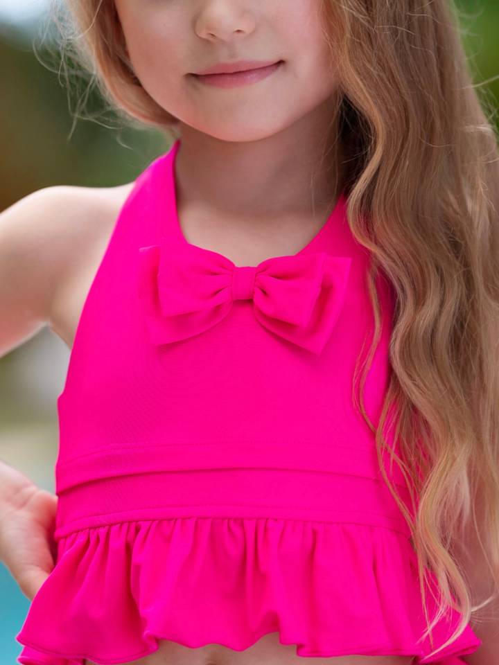 Boats and Bows Ruffle Skirt Two Piece Swimsuit