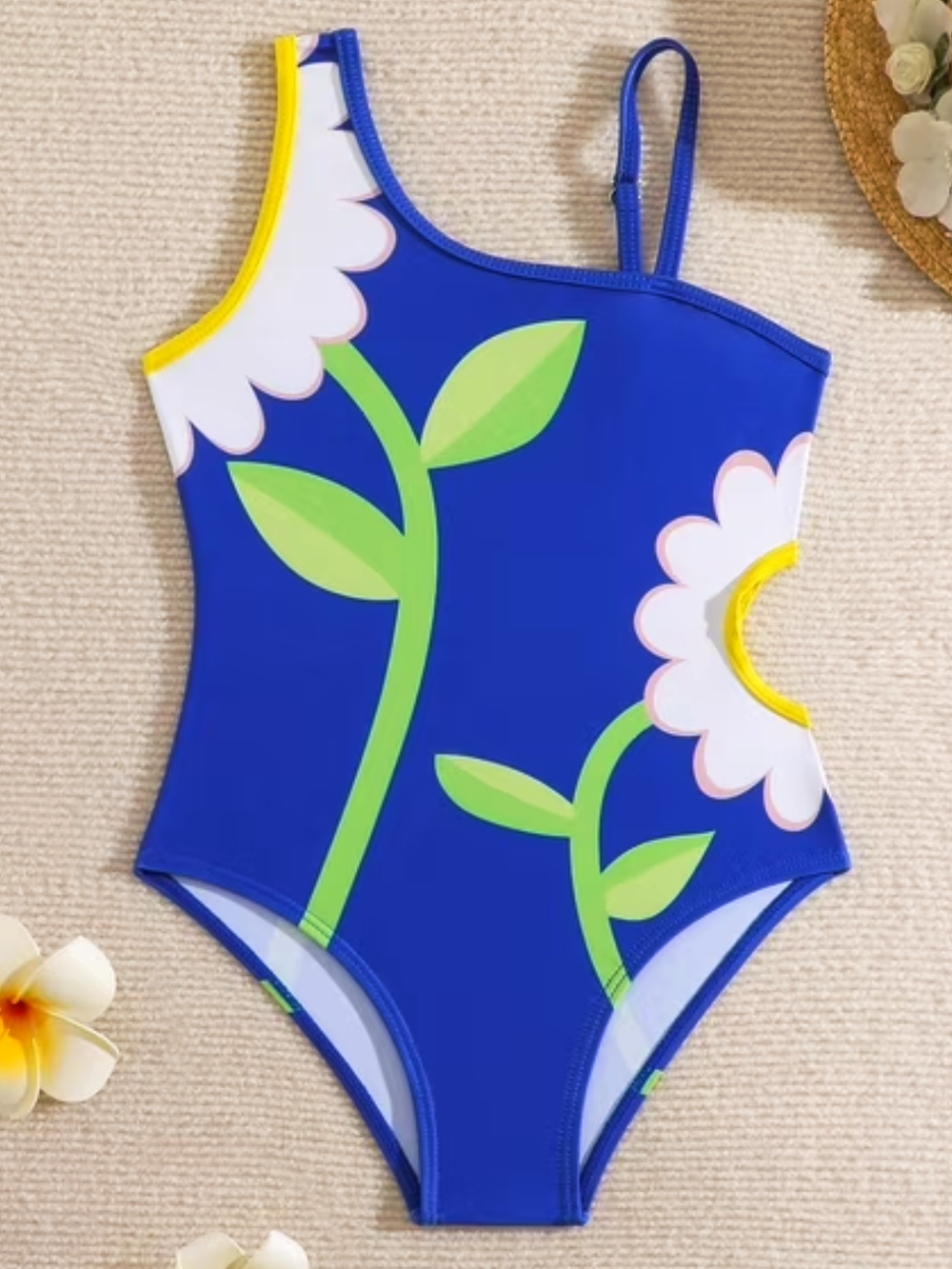 Kids summer swimwear floral one piece swimsuit