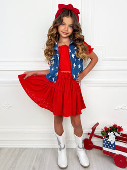 Rosette Charm Eyelet Top & Skirt Set