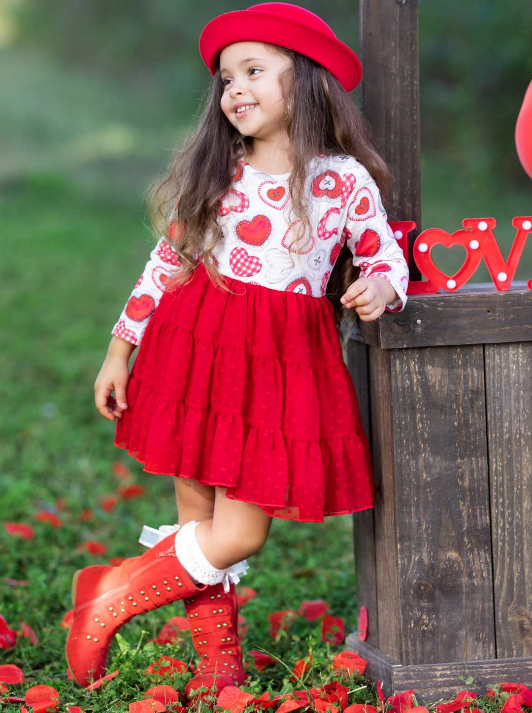 Dressy Toddler Clothes | Girls Heart Button Swiss Tulle Ruffle Dress Mia Belle Girls Dressy Toddler Clothes | Girls Heart Button Swiss Tulle Ruffle Dress Mia Belle Girls