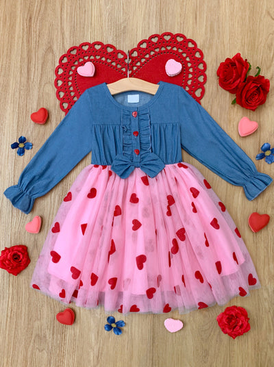 Mia Belle Girls Denim Tutu Dress | Valentine's Day Dresses