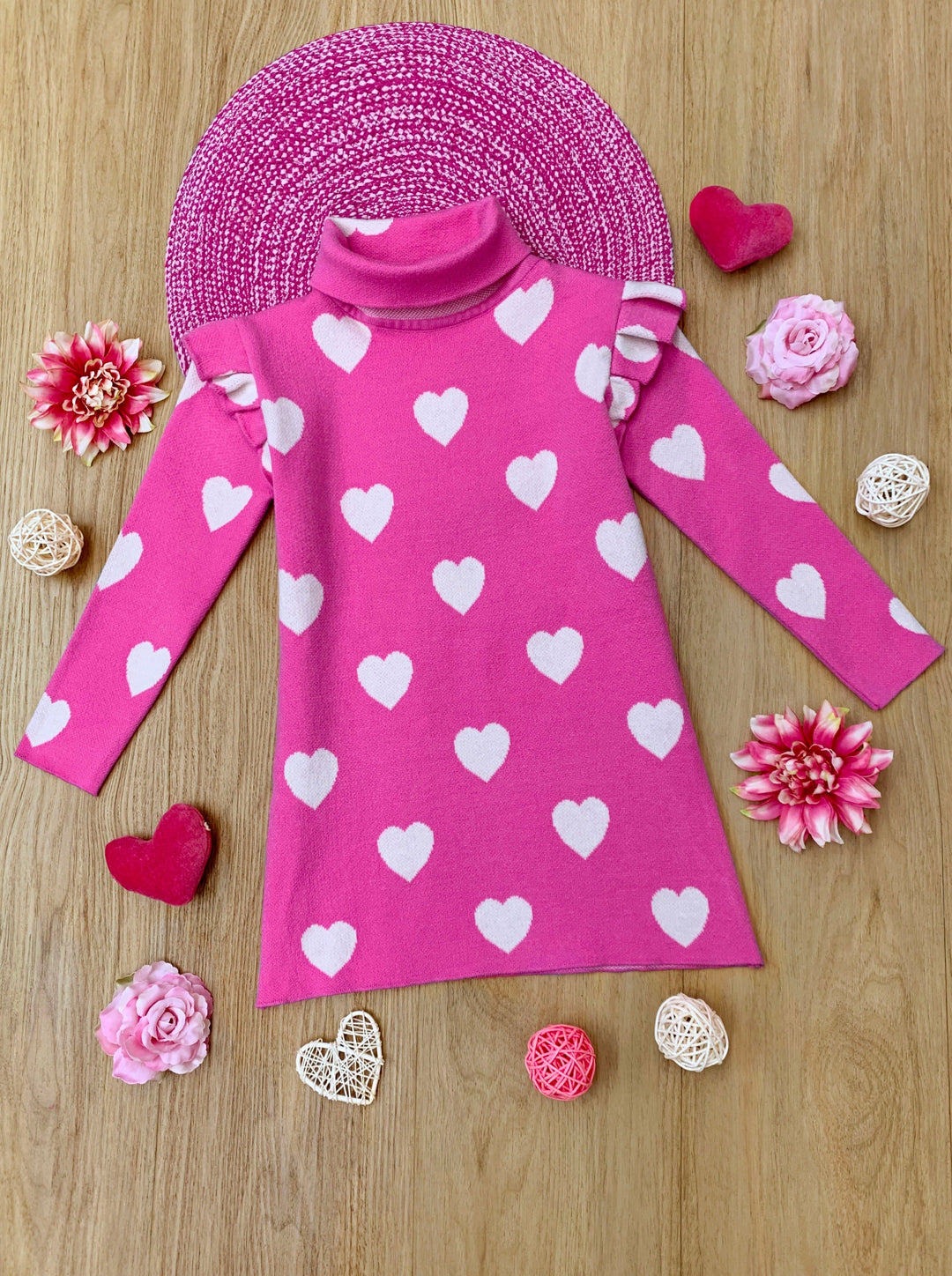 Warms My Heart Hot Pink Sweater Dress Mia Belle Girls Warms My Heart Hot Pink Sweater Dress Mia Belle Girls