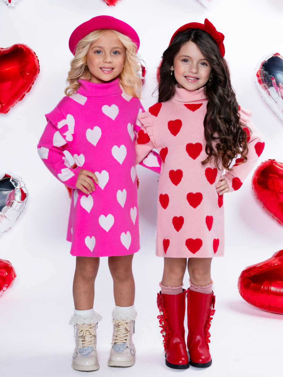 Warms My Heart Hot Pink Turtleneck Sweater Dress