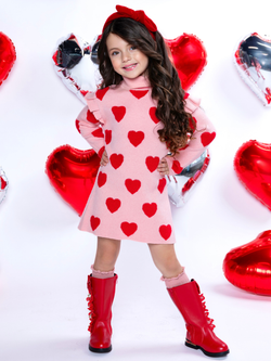 Warms My Heart Pink Turtleneck Sweater Dress