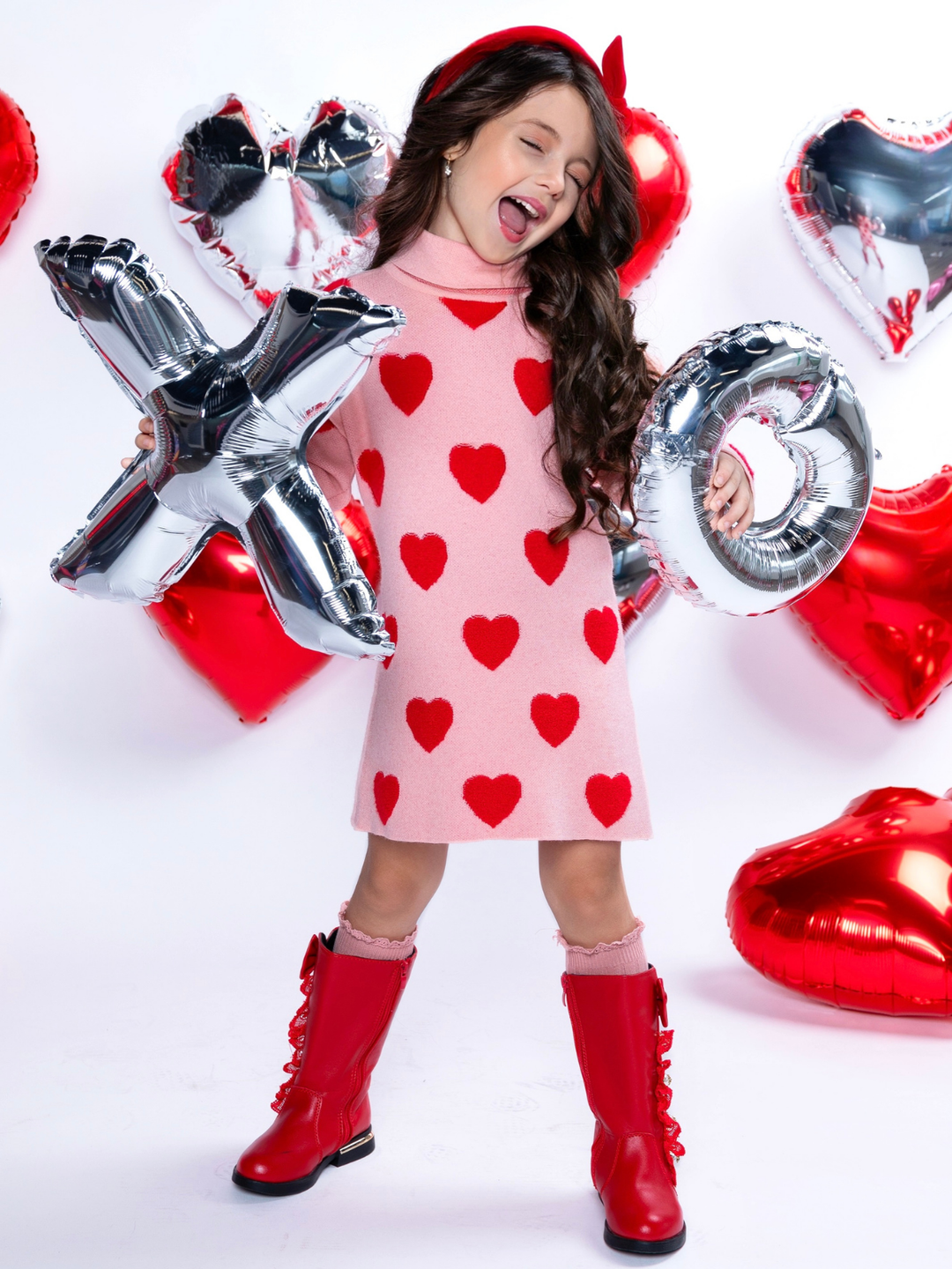 Warms My Heart Pink Turtleneck Sweater Dress