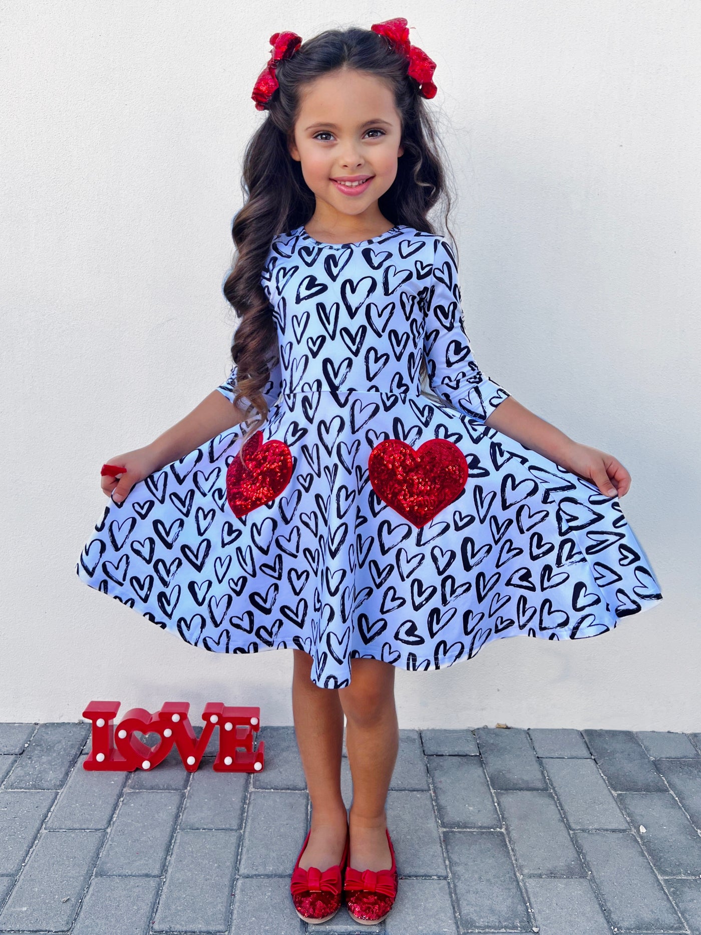 Mia Belle Girls Heart Dress | Girls Valentine's Dresses