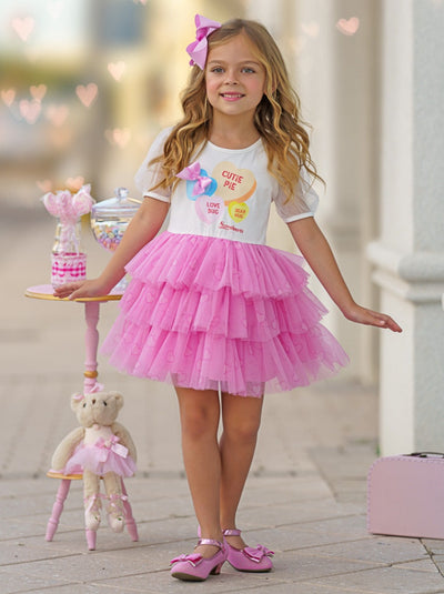 Sweethearts x Mia Belle Girls Cutie Pie Tiered Tutu Dress
