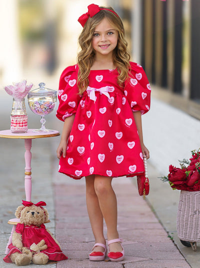 Sweethearts x Mia Belle Girls Red Puff Dress | Valentine's Dress