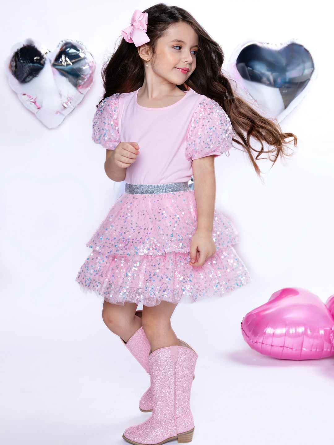 Sweet Shine Pink Top & Sequin Skirt Valentine’s Day Outfit