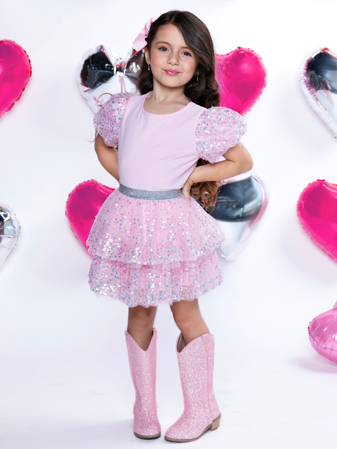 Sweet Shine Pink Top & Sequin Skirt Valentine’s Day Outfit