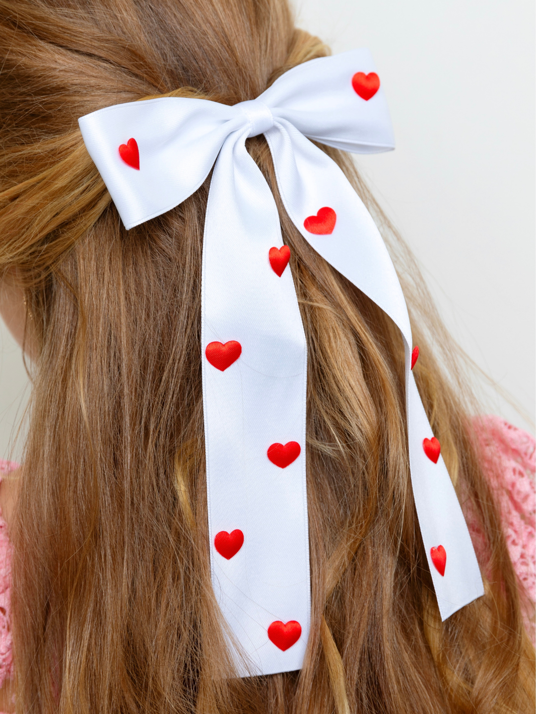 Sweet Hearts Red & White Bow Clip