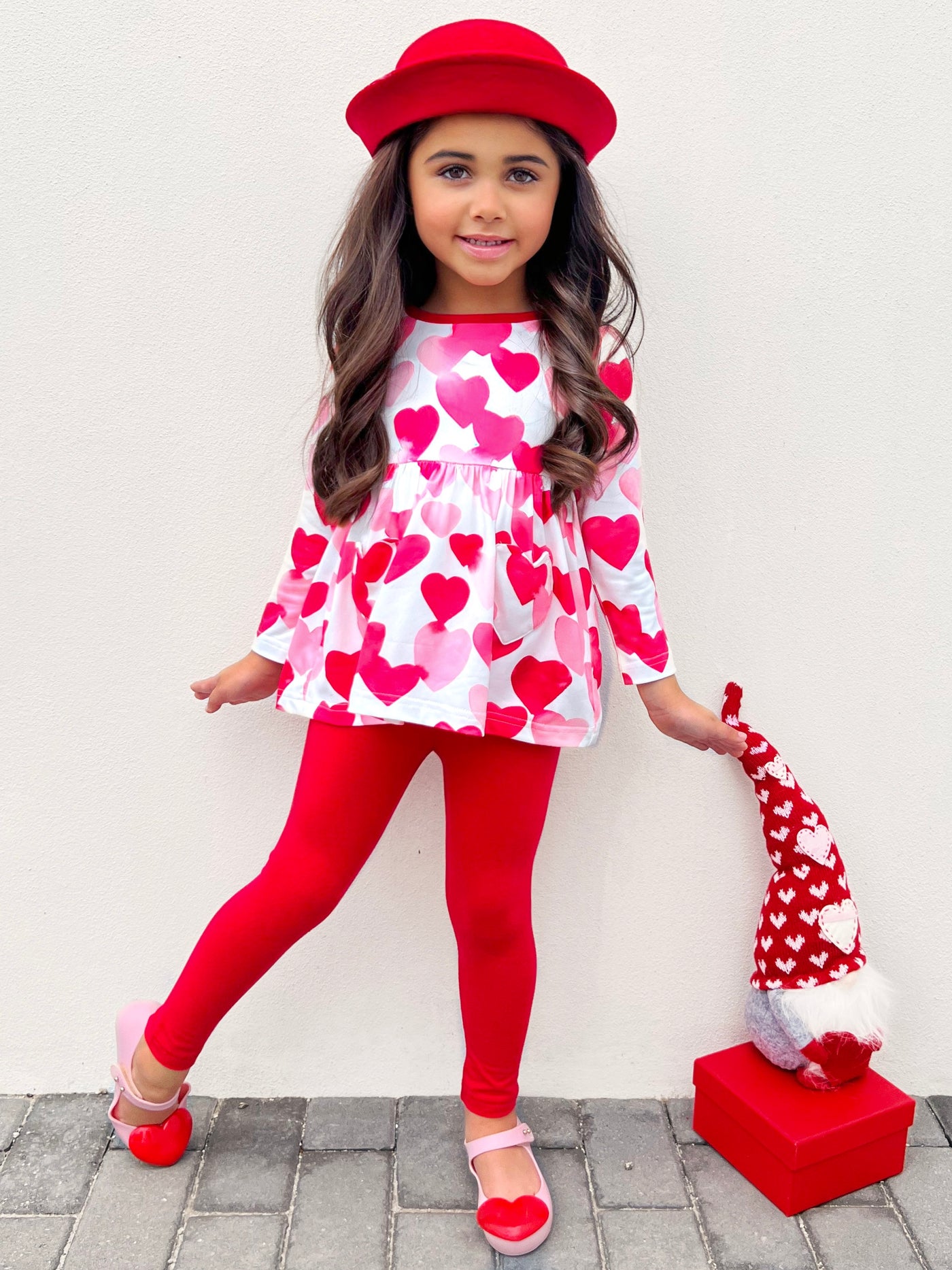 Mia Belle Girls Heart Tunic & Legging Set | Valentine's Outfits