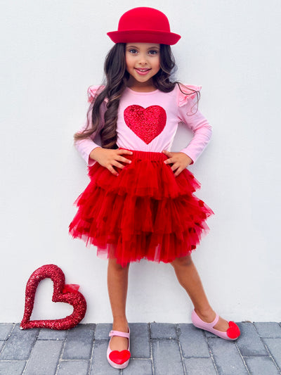 Mia Belle Girls Top & Tiered Skirt Set | Valentine's Day Outfits