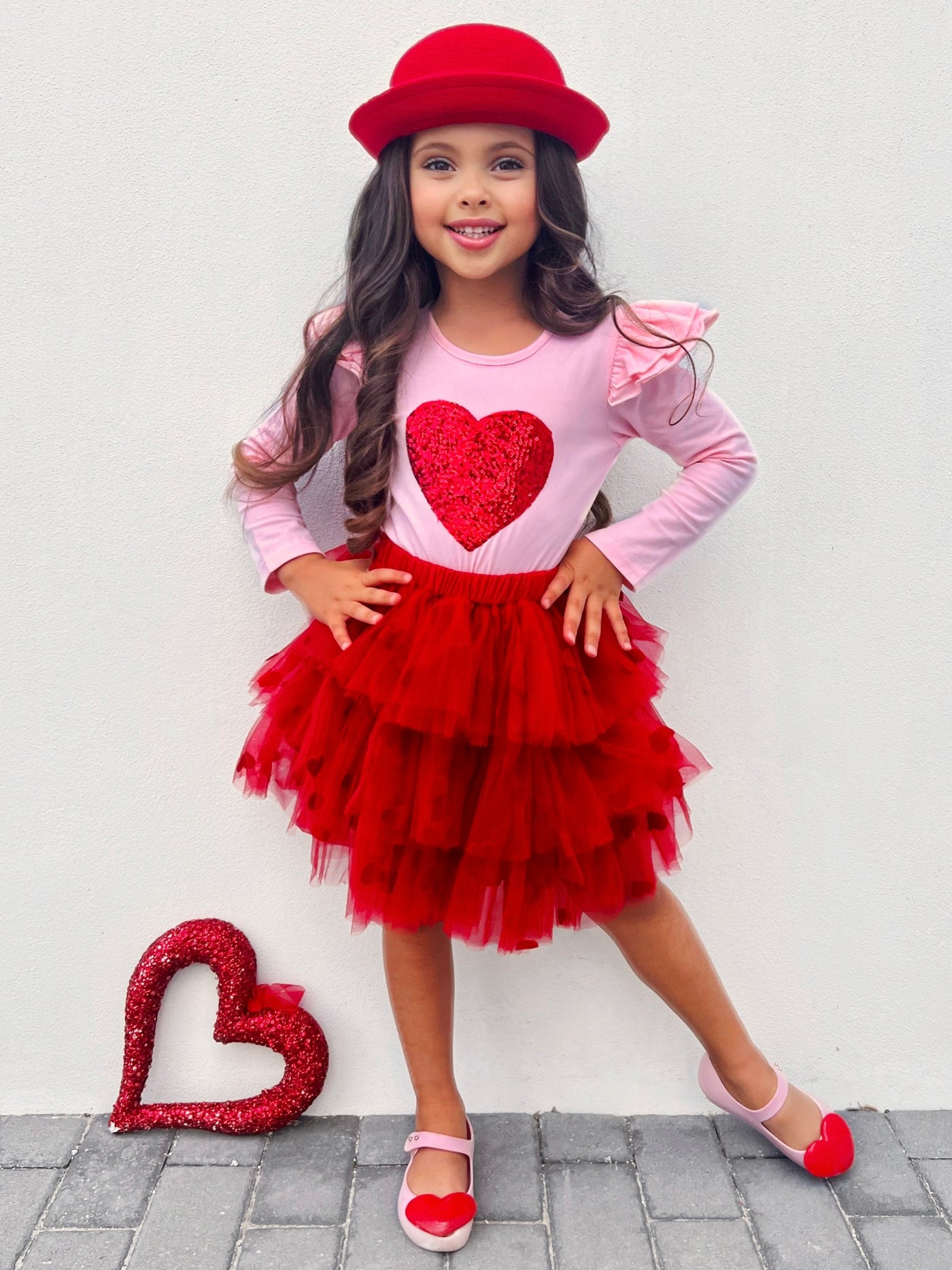 Mia Belle Girls Top & Tiered Skirt Set | Valentine's Day Outfits