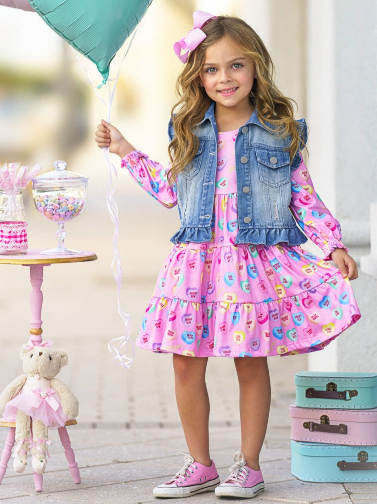 Sweethearts x Mia Belle Girls Darling Valentine Vest And Dress