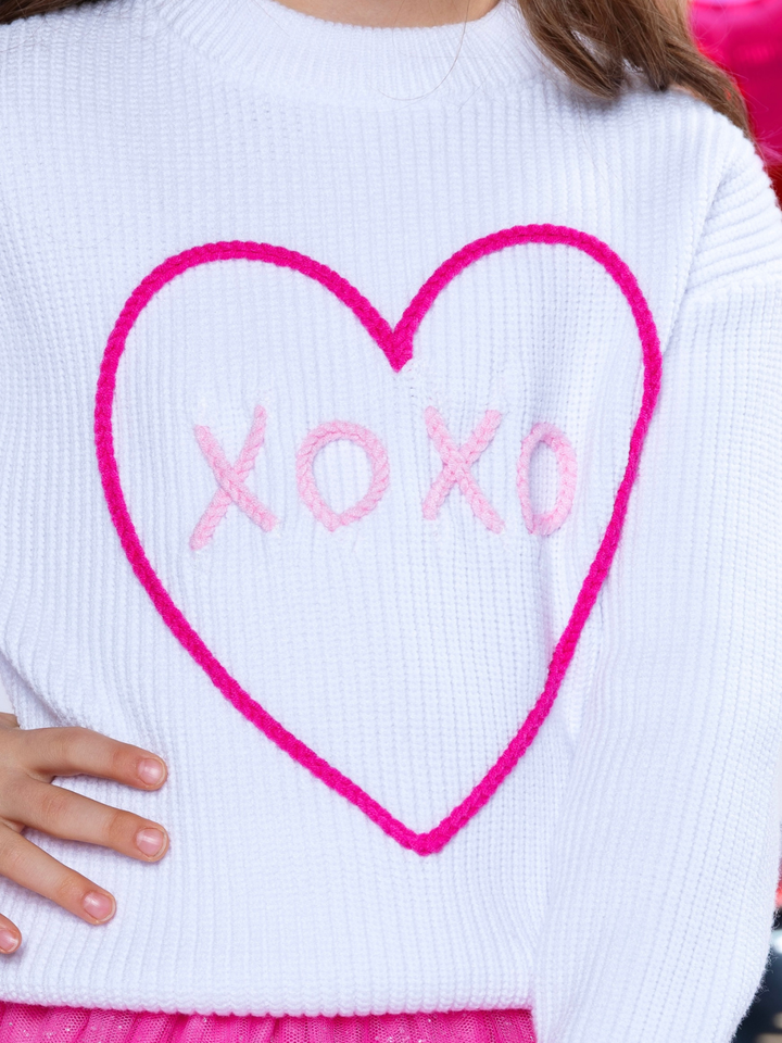 XOXO Embroidered Sweater and Heart Patch Tutu Skirt Set