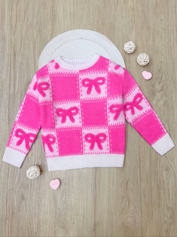 Sweet Bow Pink Knit Sweater