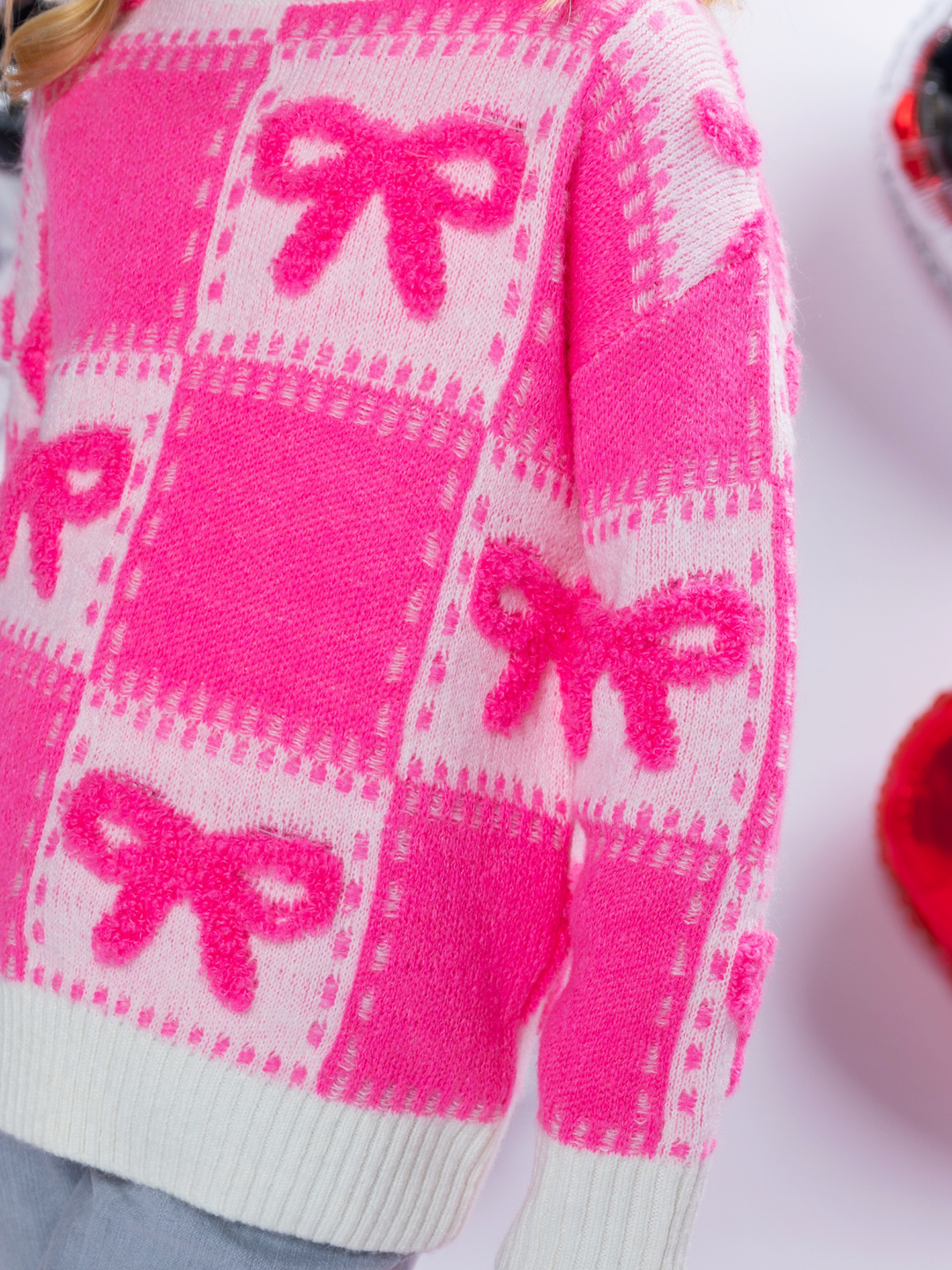 Sweet Bow Pink Knit Sweater