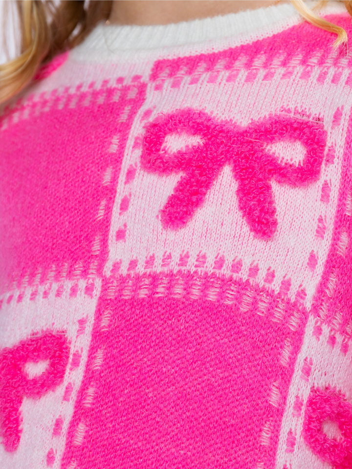 Sweet Bow Pink Knit Sweater