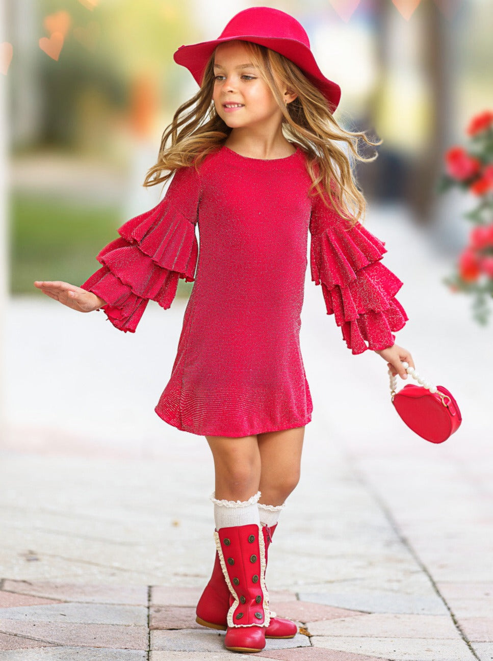 Mia Belle Girls Tiered Sleeve Dress | Girls Fall Outfits