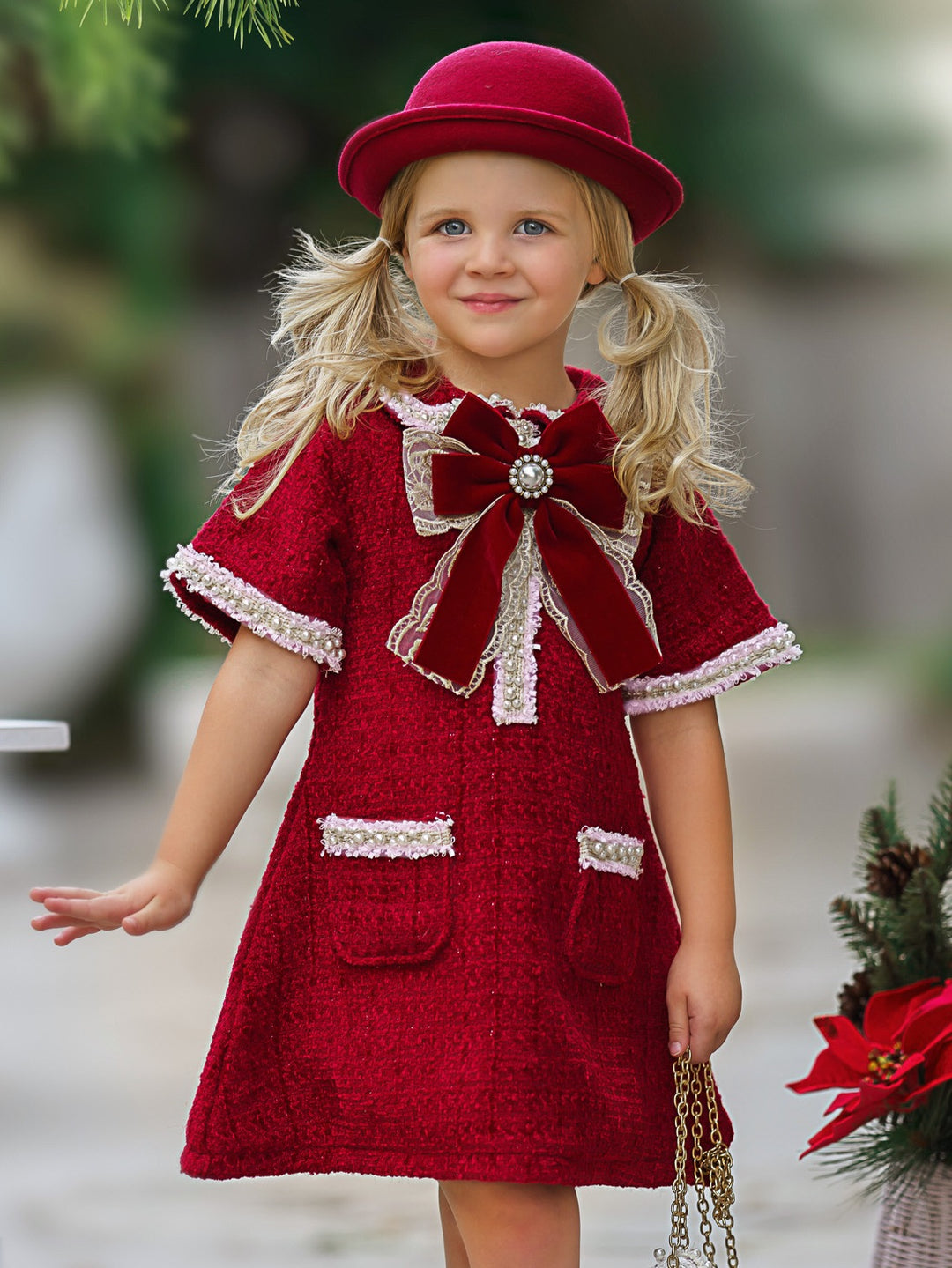 Cozy Meets Chic Tweed Dress Burgundy / 10Y/12Y Cozy Meets Chic Tweed Dress Burgundy / 10Y/12Y