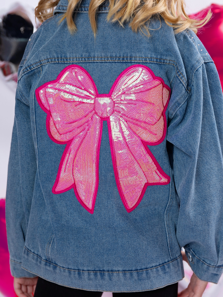 Ellaria Sequin Bow Denim Jacket