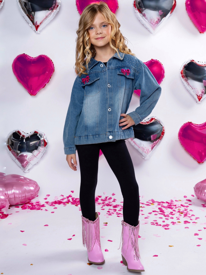 Ellaria Sequin Bow Denim Jacket