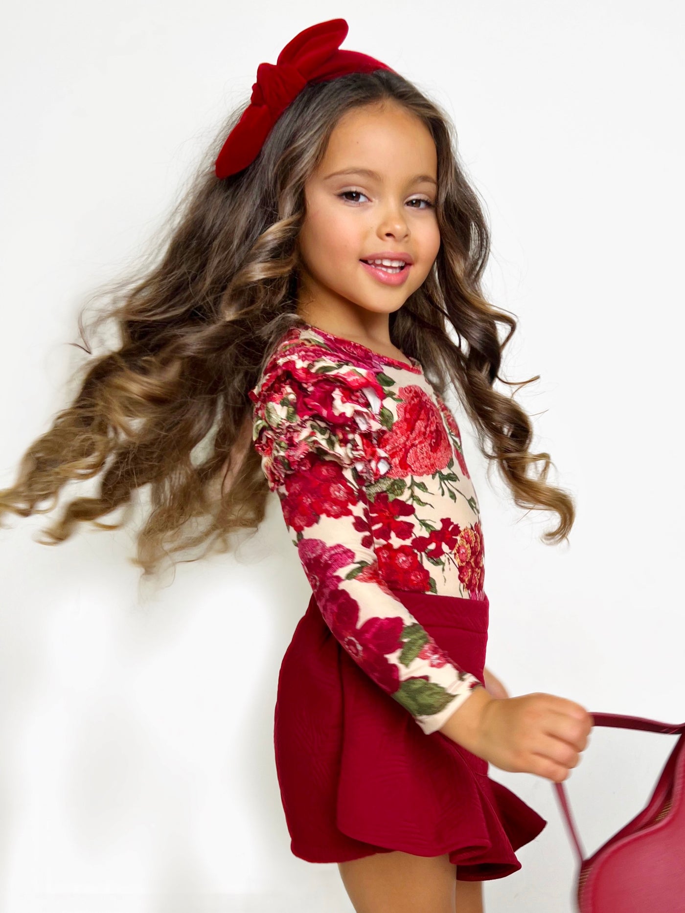 Mia Belle Girls Floral Top and Ruffle Skirt Set | Girls Fall Clothes