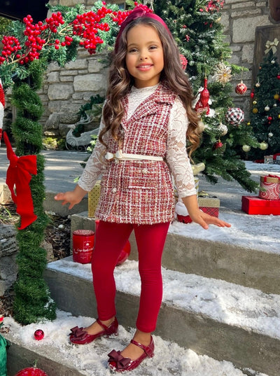 Mia Belle Girls Turtleneck, Vest & Legging Set | Girls Winter Outfits