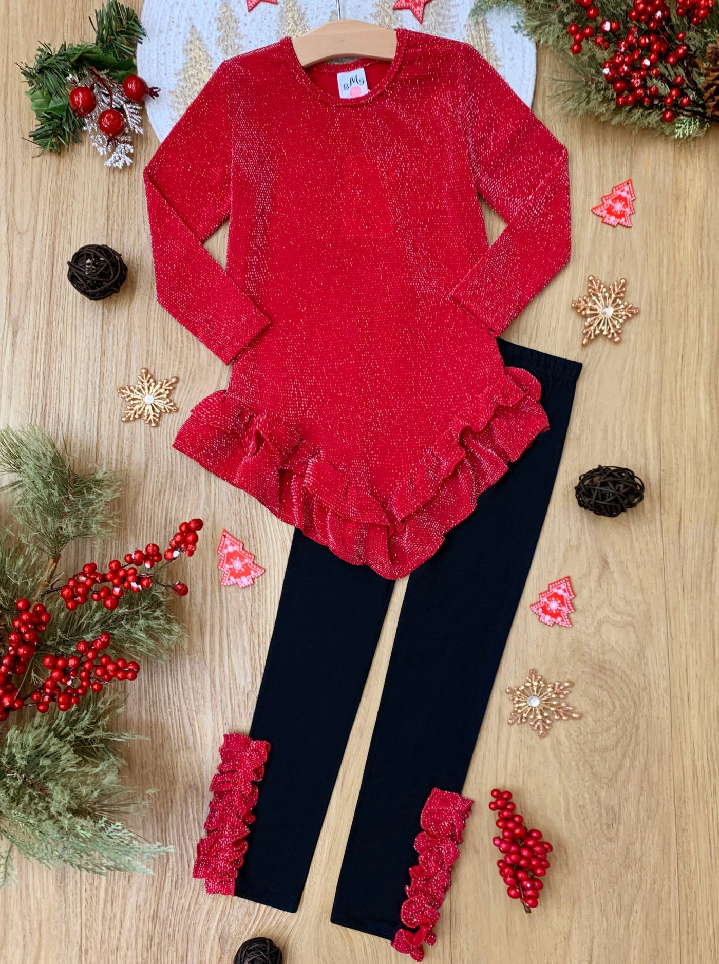 Mia Belle Girls Ruffle Top & Legging Set Girls Winter Outfits