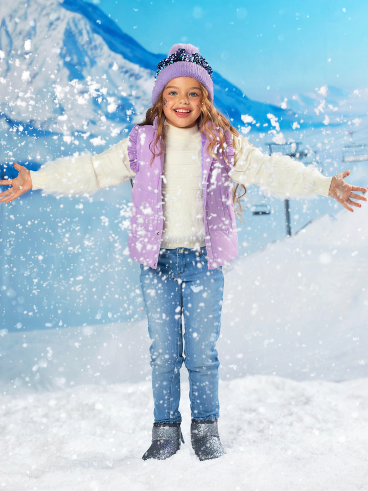 Lilac Lift Ruffle Puffer Vest