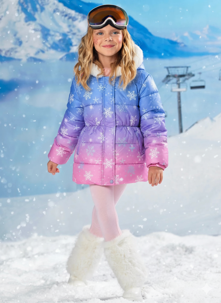 Snowflake Charm Quilted Puffer Coat