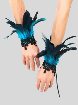 Girls Halloween Faux Feather Lace Wrist Cuffs