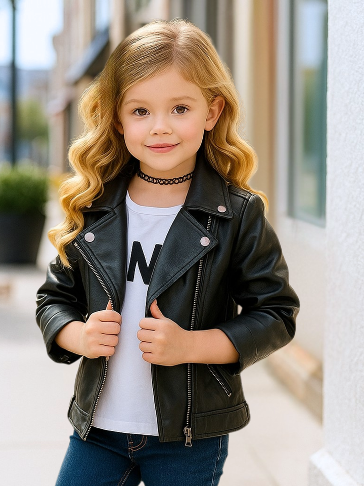 Girls Faux Leather Moto Jacket