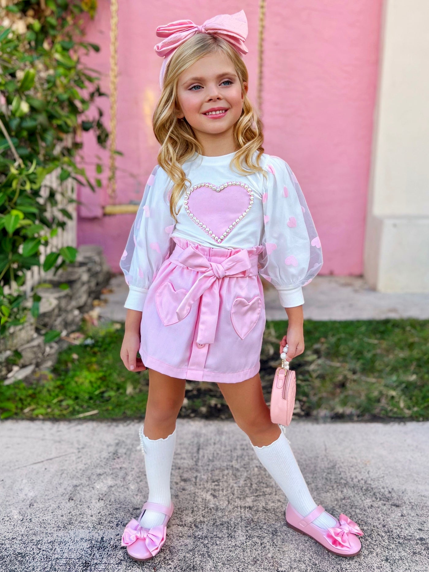 Cherished Cutie Tulle Sleeve Top & Skirt Set | Mia Belle Girls