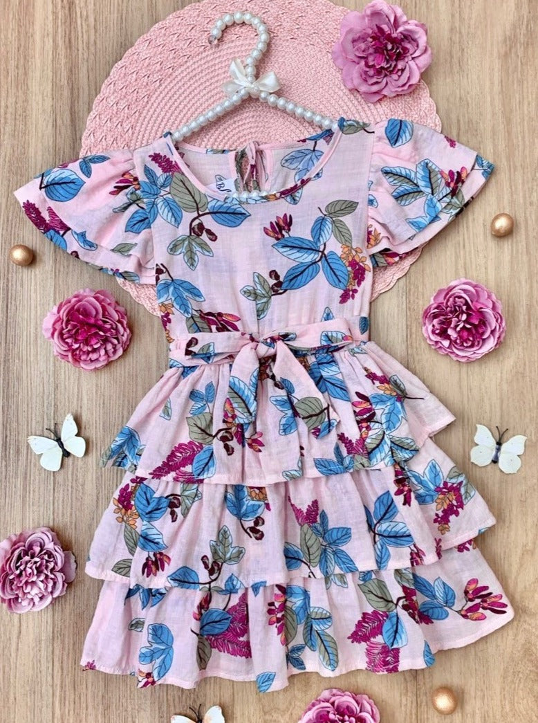 Mia Belle Girls Floral Tiered Ruffle Dress | Girls Spring Dresses