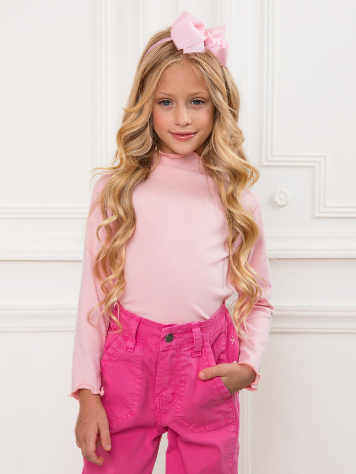 Cozy Lettuce-Edge Fleece Lined Long Sleeve Top