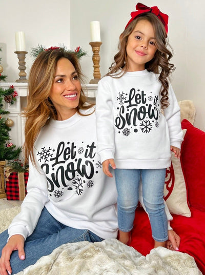 Mia Belle Girls | Let It Snow Pullover Sweater | Mommy & Me