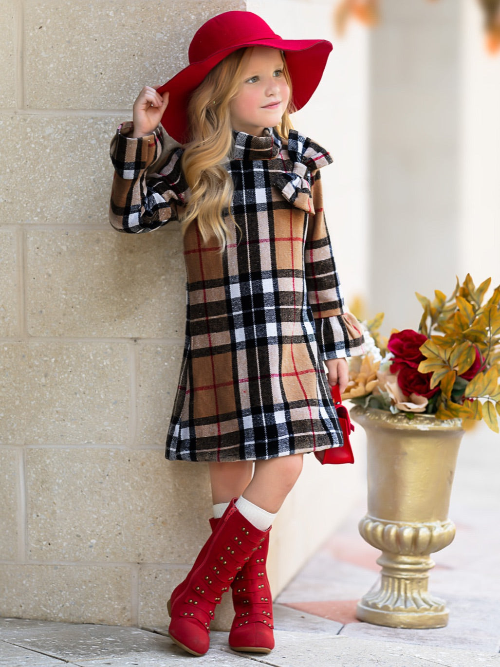 Classic Plaid Long Sleeve Shift Dress – Mia Belle Girls