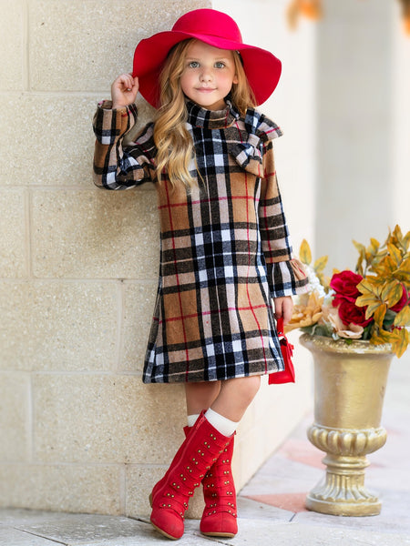 Classic Plaid Long Sleeve Shift Dress – Mia Belle Girls