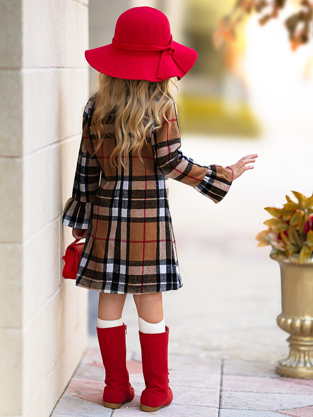 Classic Plaid Long Sleeve Shift Dress