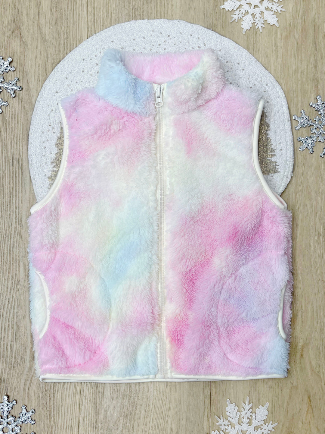 Cozy Winter Unicorn Tie Dye Sherpa Vest